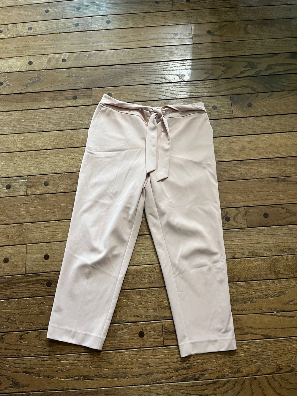 Worthington Light Blush Tie-Waist Cropped Pants